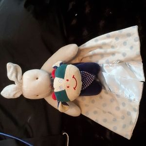 BUNDLE-BB Carrots Blue Polka Dot Bunny Security Lovey+Soft Wrist Cow Rattle-EUC